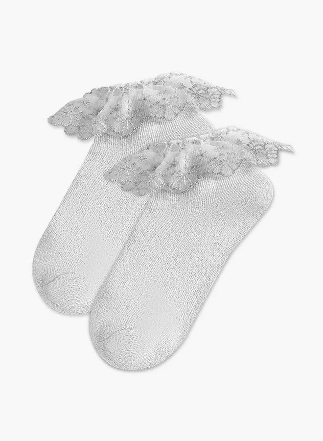 Flora Bella By Shoexpress Pack Of 2 Flora Bella Girls Socks Embroidered Frill Detail Ramadan Collections